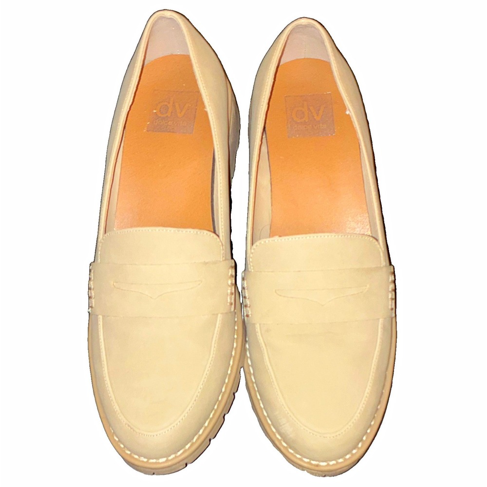 DV Dolce Vita Crisp Women's Penny Loafers Size 8.5 Beige Dune Slip On Shoes